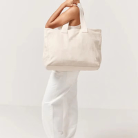 Grand Sac Fourre-Tout en Coton Biologique à Grande Capacité avec Broderie de Logo Personnalisé, Sac de Course en Toile Extra Large Naturel à Motif Dessin Animé
