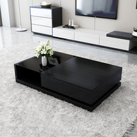 Mesa de Centro Moderna de Lujo en Roble Francés Gris/Negro, Mueble de Madera Hecho a Mano para Sala de Estar, Dormitorio, Recibidor, Mueble para TV
