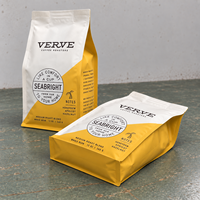 Sacs à fermeture éclair refermables de qualité alimentaire, imprimés sur mesure, blancs et dorés, à fond plat, à huit soudures latérales, pour café, noix et snacks, directement de l'usine