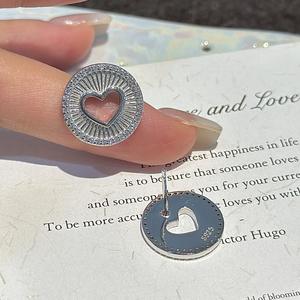 Pendientes de Plata de Ley S925 con Forma de Corazón Calado, Estilo Vintage Simple y Moderno con Diseño de Nicho, Estilo Moderno - Product Image 3
