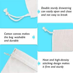 Bolsa con cordón de algodón orgánico reciclable para joyería, regalo personalizado para boda - Product Image 2
