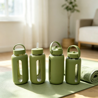 Nouvelle bouteille d'eau en verre tendance avec poignée et paille, motif imprimé laser, cadeau de Noël, logo personnalisé pour usage quotidien