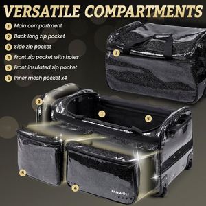 Sac de danse BSCI avec roulettes, sac de costume de danse avec porte-cosmétiques et porte-vêtements suspendus, gratuit - Product Image 3