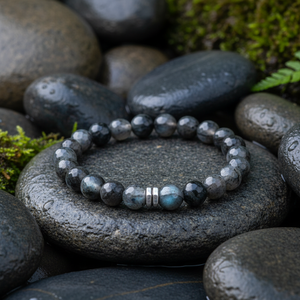Natural Stone Facet Spectrolite <b>Beaded</b> <b>Bracelet</b> - Product Image 3