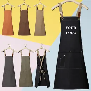 personalised Custom cotton denim WaterProof Camping Server Grilling Artist Waiter Women's uniform Apron