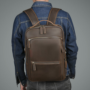 Crazy Horse sac à dos vintage <span class=keywords><strong>en</strong></span> cuir véritable pour ordinateur portable couleur café sac à dos de <span class=keywords><strong>voyage</strong></span> et d'affaires - Product Image 6