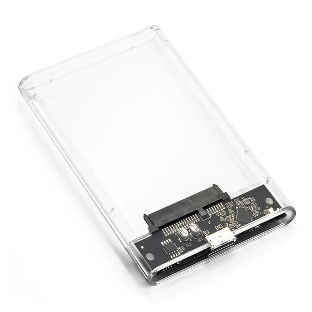 Boîtier de disque dur SSD transparent de 2.5 pouces SATA III vers USB 3.0 Support de boîtier de disque dur 6 to Mobile HDD externe pour ordinateur portable