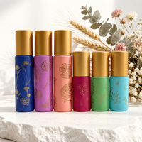 Roll-on de parfum floral personnalisé 5ml 10ml, flacons roll-on en verre coloré avec pierres précieuses, vente en gros