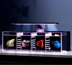 Mini-desktopaquarium Achterfilter Dimbare verlichting Uniek decor Lichtgewicht glas voor op kantoor Thuis Eenvoudig te installeren Ruimtebesparend - Product Image 2