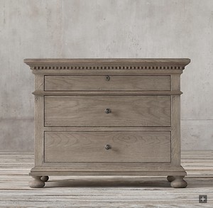 Midcentury Antique <strong>Oak</strong> 3-Drawer Handmade Durable <strong>Bedside</strong> <strong>Table</strong> with Storage for Hotel Bedroom Furniture - Product Image 1