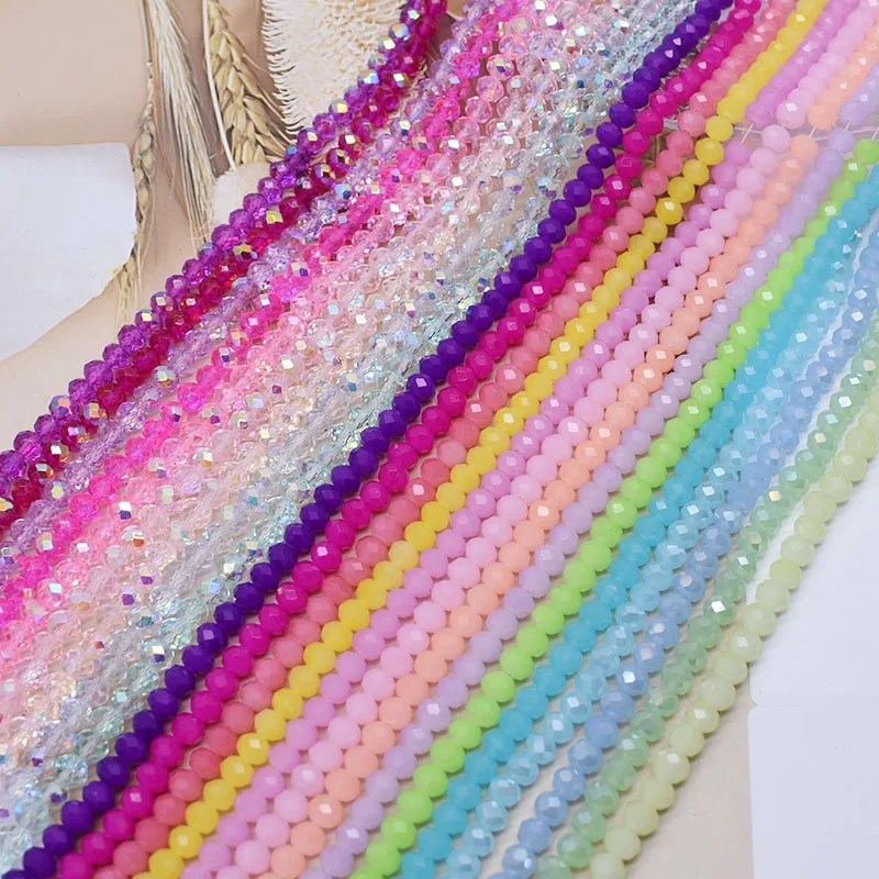 Baking Color New 2 3 4mm Jelly Color Crystal Glass Beads Faceted Seed Loose Spacer Beads for Jewelry Making DIY Necklace