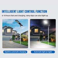 Éclairage extérieur étanche IP66, lampadaire solaire LED tout-en-un avec panneau solaire intégré 100W 150W 200W 250W SMD