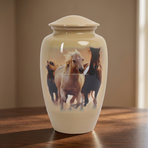 Urna de Aluminio Estilo Americano con Diseño de Caballos Corriendo para Cenizas Humanas, Directo de Fábrica, para Adultos, Puede Contener 200 Pulgadas Cúbicas - Product Image 3