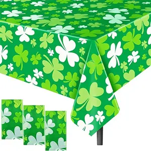 Hot Sell Shamrock Tablecloths for St Patrick's Day Green Irish Clover Table Cloth Table Decoration Supplies