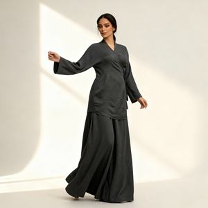 New Design High Quality Plain Polyester Casual Modest Abaya Dress <b>for</b> Muslim Women Wholesale Supplier - Product Image 1