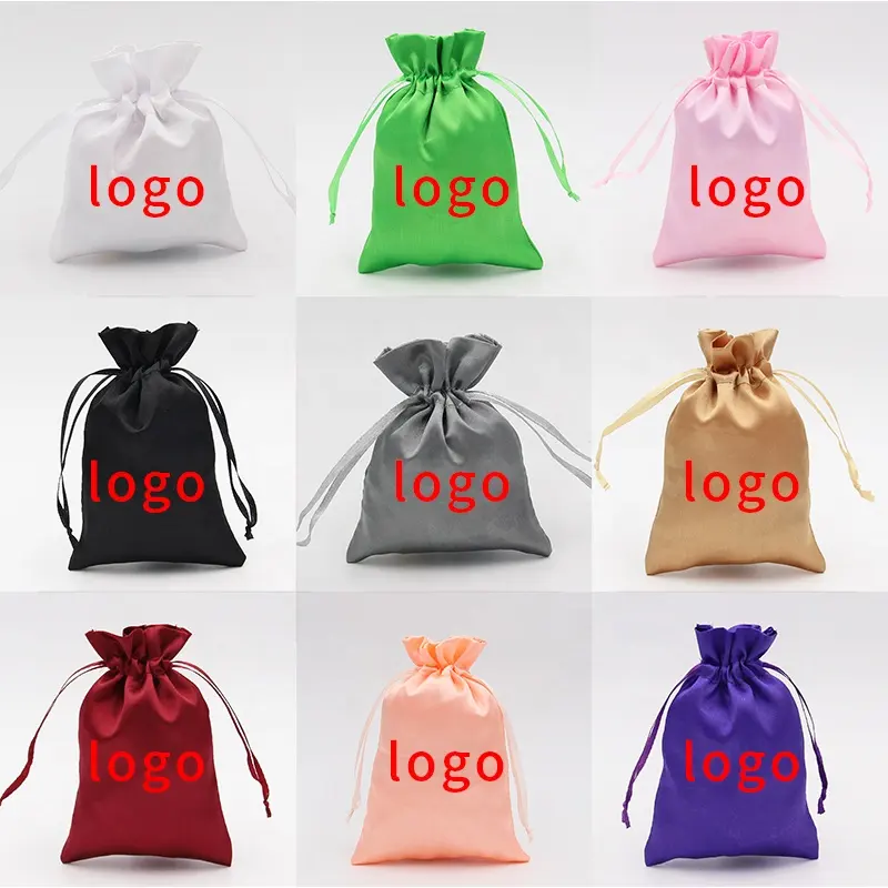 Bolsa para extensão de cabelo, embalagem para extensão de cabelo em seda com logotipo personalizado