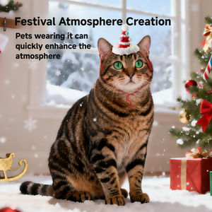 JZ Crochet Santa Pet Hat Elegante accesorio de algodón de lujo <span class=keywords><strong>para</strong></span> el cabello Traje de vacaciones ajustable con cuello de volantes festivo <span class=keywords><strong>para</strong></span> el verano - Product Image 3