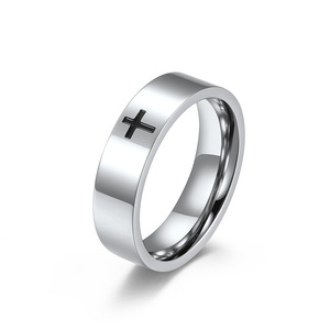 <b>Titanium</b> Steel Cross <b>Ring</b> 6mm 8mm Unisex Couple Wedding <b>Ring</b> - Product Image 5
