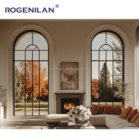Rejilla de arco de vidrio de aluminio a prueba de huracanes, ventanas redondas/triangulares, ventana especial esmaltada para Villa