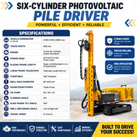 Machine de forage hydraulique solaire sur chenilles pour fondations photovoltaïques et installation de fermes solaires