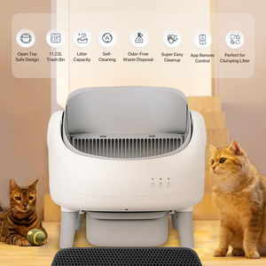 Caja de arena para gatos automática con parte superior abierta, autolimpieza, fácil de limpiar, sin olores, eliminación de residuos, Control por aplicación, bolsas de basura de gran capacidad hechas - Product Image 2