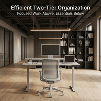 Bureau debout électrique ergonomique personnalisé à double plateau en fer, à moteur unique, à 2 niveaux, avec hauteur réglable