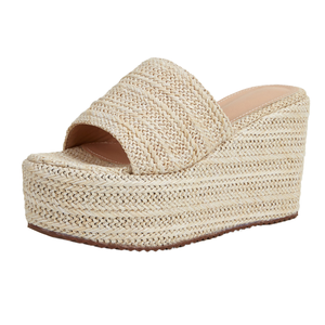 Dernier modèle de sandales à talon haut en paille pour l'été Sandales <span class=keywords><strong>compensées</strong></span> en corde de chanvre pour femmes <span class=keywords><strong>Espadrilles</strong></span> - Product Image 1