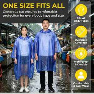 Poncho portable en PVC, poncho de pluie bleu multifonctionnel 3-en-1 pour la randonnée, le camping et la pêche - Product Image 2