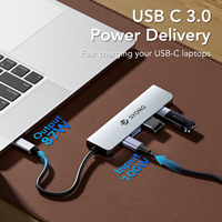 SYONG 5 in 1 USB C Hub Adaptor HDMI 4K HDMI USB3.0 2.0, 100W PD, Transfer Data 5Gbps USB Hub untuk Laptop MacBook Pro/Air