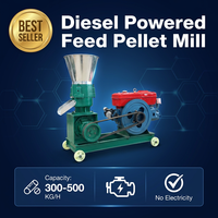 Machine à granulés d'aliments pour animaux de ferme/élevage à moteur diesel haute productivité, compatible soja, capacité 200 kg/h, garantie 1 an