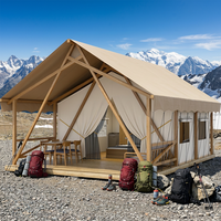 Hôtel Safari 5x7m en toile de coton Oxford avec matériaux PVC/PVDF, ouverture rapide quatre saisons, portable, type à armature droite, une chambre