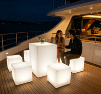 Meuble cube LED lumineux avec couleur RGBW, étanche IP65, rechargeable, pour usage extérieur