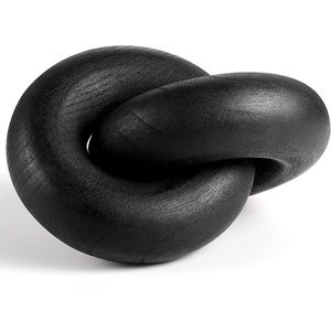 Decorazione con nodo in legno a 2 anelli-decorazione a catena da tavolino, stile moderno retrò minimalista rurale bohémien intagliato a mano - Product Image 3