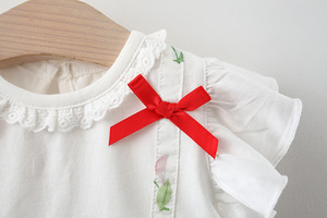 Robes pour filles à bas prix, robe de fête en mousseline de soie sans manches à volants avec un motif cerise - Product Image 3