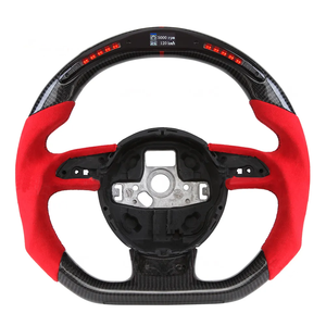 Volant en fibre de carbone à LED pour <span class=keywords><strong>Audi</strong></span> RS3 RS4 <span class=keywords><strong>RS5</strong></span> 2013 2014 <span class=keywords><strong>2015</strong></span> 2016 S3 S4 S5 Volant de voiture Alcantara rouge personnalisé - Product Image 1