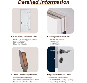 Porta Interna in Legno Massello Preassemblata Stile Classico Cinese e Lusso Americano con Pannello <span class=keywords><strong>a</strong></span> Rilievo per Case - Product Image 5