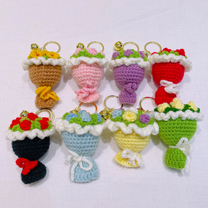Gantungan Kunci Bunga Mawar Mini Rajutan Tangan Lucu dengan Lonceng, Hadiah Ulang Tahun untuk Anak Perempuan, Gantungan Kunci Boneka Bunga - Product Image 4