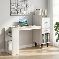 Bureau d'ordinateur minimaliste blanc avec options de rangement amples et étagères latérales pour la maison et le bureau - Vente en gros usine