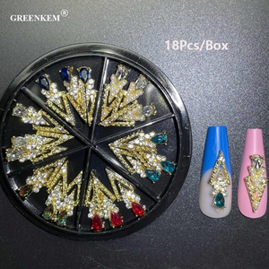 GREENKEM-adornos para <span class=keywords><strong>uñas</strong></span> dorados <span class=keywords><strong>2022</strong></span>, adornos para <span class=keywords><strong>uñas</strong></span>, diamantes <span class=keywords><strong>de</strong></span> imitación, AB, triángulo, arte 3D - Product Image 3