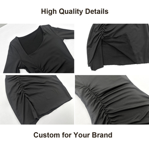 Aanpassen Bodycon <span class=keywords><strong>Sexy</strong></span> Casual Jurk Asymmetrische Kraag Lange Mouw Slanke Split Maxi Nachtclub Feestjurk Vestidos Voor Dames - Product Image 5