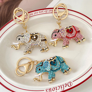 Sáng bóng voi Keychain lấp lánh sang trọng men Vòng Chìa Khóa Tinh thể ví Mặt dây chuyền thạch Túi xách quyến rũ kim loại móc chìa khóa Bling - Product Image 5