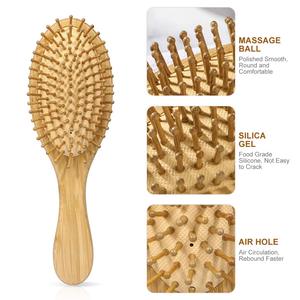 Brosse à cheveux en bambou biodégradable à long manche, élégante et confortable, pour masser le cuir chevelu et démêler les cheveux - Product Image 4