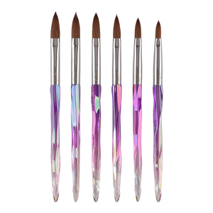 Pinceau à ongles en acrylique Kolinsky personnalisable, manche irisé violet cristal, pour salon, maison, manucure DIY, extension d'ongles, sculpture - Product Image 3