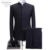 Costume chinois slim pour homme, col montant, pour pères d'âge moyen et âgés, tenue de mariage chinoise, costume Tang, 1 pièce, vente en gros