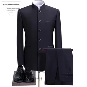 <span class=keywords><strong>Costume</strong></span> chinois slim pour <span class=keywords><strong>homme</strong></span>, col montant, pour pères d'âge <span class=keywords><strong>moyen</strong></span> et âgés, tenue de mariage chinoise, <span class=keywords><strong>costume</strong></span> Tang, 1 pièce, vente en gros - Product Image 1