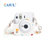 Sac à bandoulière souple en cuir PU mignon pour appareil photo, étui de protection pour Fujifilm Instax Mini 12, idéal pour les fêtes ou l'usage quotidien