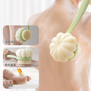 3-in-1 Soft Bristle Long Handle Bath <b>Brush</b> Flower Shape Double Sided For <b>Back</b> Body Foot Scrubbing Multifunctional Plastic - Product Image 2
