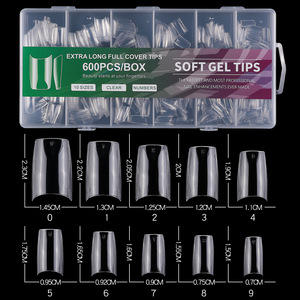 Uñas Postizas de Gel Suave, Estilo Nuevo, Cortas y Cuadradas, 600 Piezas, Acabado Mate, Sin Costuras - Product Image 2