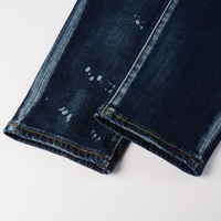 Jean slim empilé pour homme, déchiré, effet vieilli, patchwork, éclaboussures de peinture, coupe skinny, fin, en denim, vente en gros, mode 6905