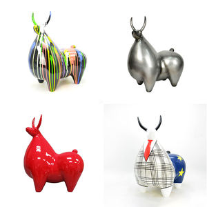 Nhựa phim hoạt hình trang trí nội thất Bull sợi thủy tinh điêu khắc nghệ thuật trừu tượng tượng động vật chất lỏng phong cách nghệ thuật <span class=keywords><strong>Rendering</strong></span> Màu figurine - Product Image 5